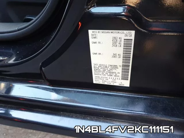 1N4BL4FV2KC111151 фото 2
