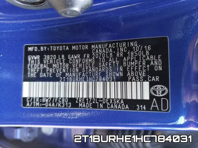 2T1BURHE1HC784031 фото 2