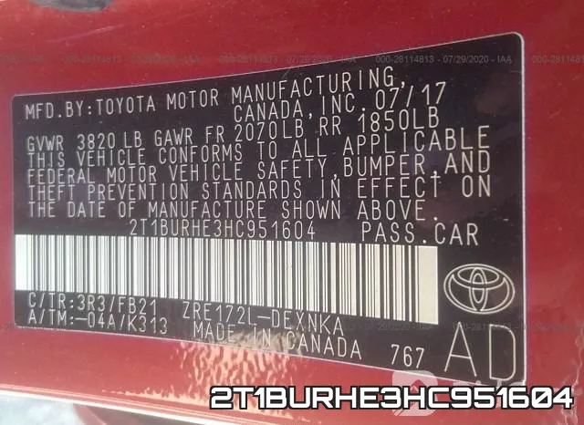 2T1BURHE3HC951604 фото 9