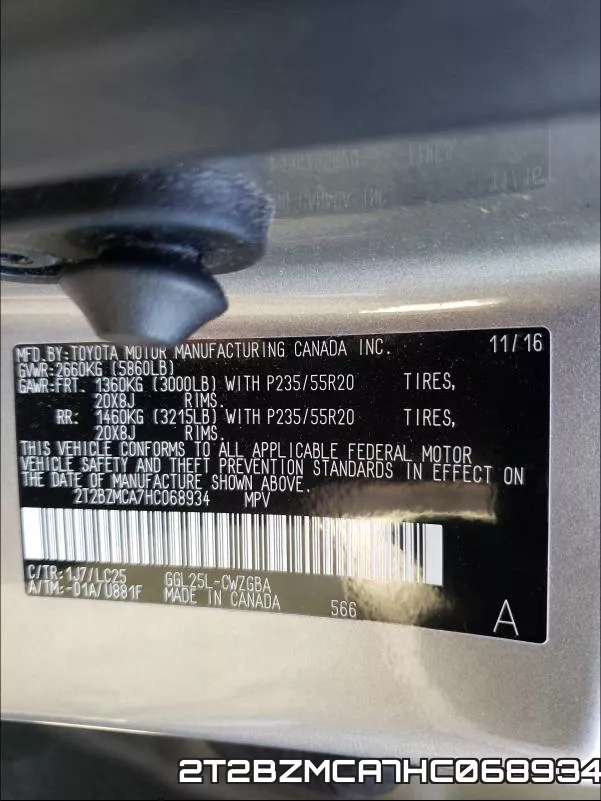 2T2BZMCA7HC068934 фото 2