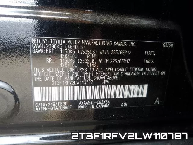 2T3F1RFV2LW110787 фото 2