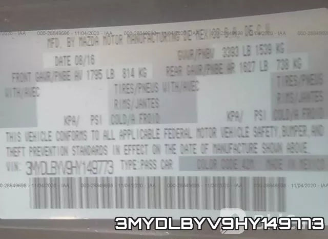 3MYDLBYV9HY149773 фото 9