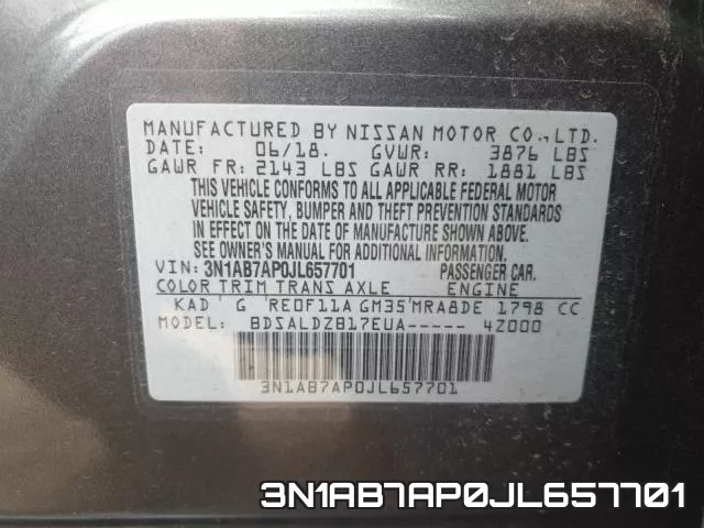3N1AB7AP0JL657701 фото 2
