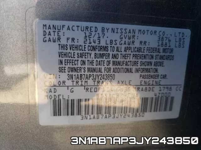 3N1AB7AP3JY243850 фото 2