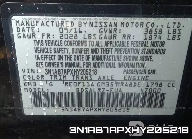 3N1AB7APXHY205218 фото 8