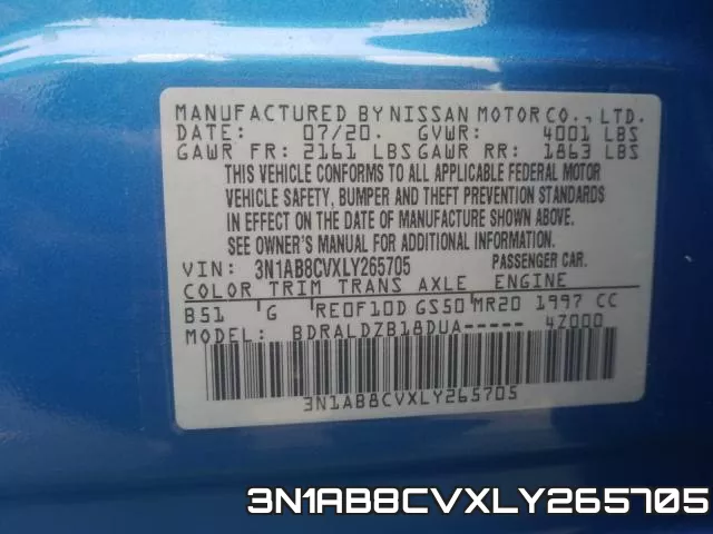 3N1AB8CVXLY265705 фото 2