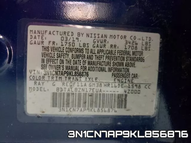 3N1CN7AP9KL856876 фото 2
