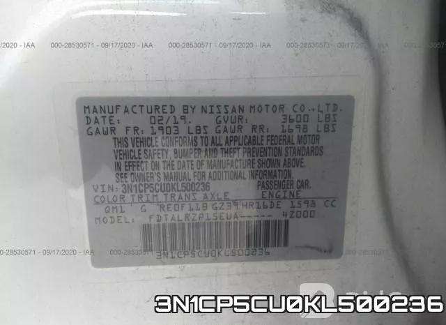 3N1CP5CU0KL500236 фото 9