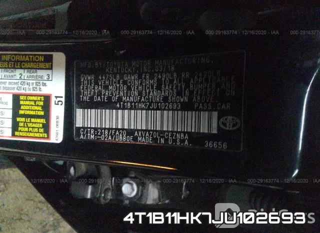 4T1B11HK7JU102693 фото 8