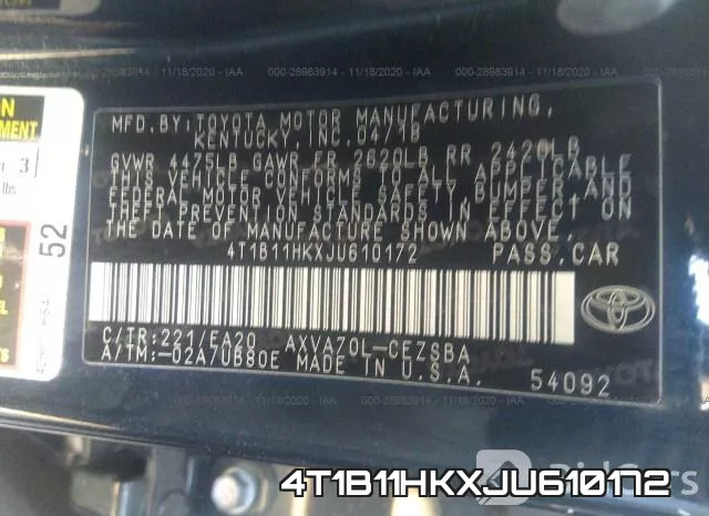 4T1B11HKXJU610172 фото 8