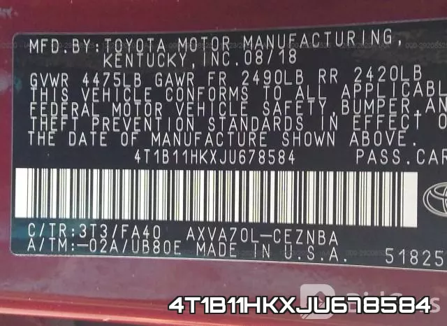 4T1B11HKXJU678584 фото 9