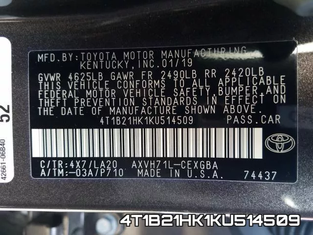 4T1B21HK1KU514509 фото 2