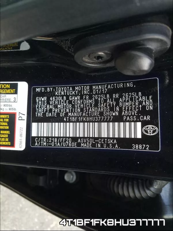 4T1BF1FK8HU377777 фото 2