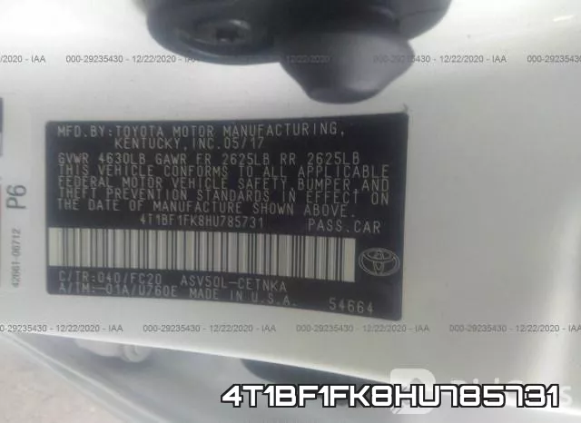 4T1BF1FK8HU785731 фото 9