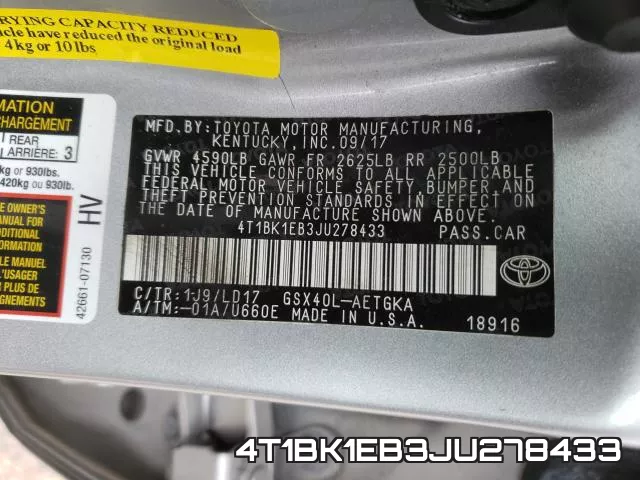 4T1BK1EB3JU278433 фото 2