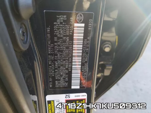 4T1BZ1HK7KU509312 фото 2