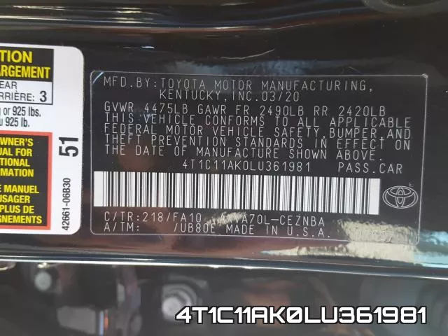 4T1C11AK0LU361981 фото 2