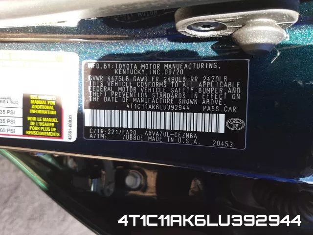 4T1C11AK6LU392944 фото 2
