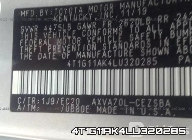 4T1G11AK4LU320285 фото 10