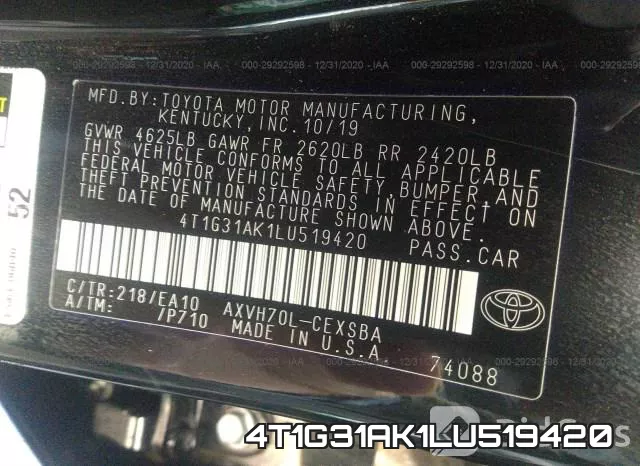 4T1G31AK1LU519420 фото 10
