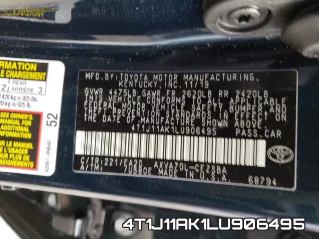 4T1J11AK1LU906495 фото 2