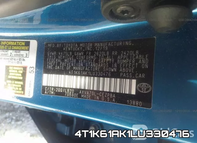 4T1K61AK1LU330476 фото 9