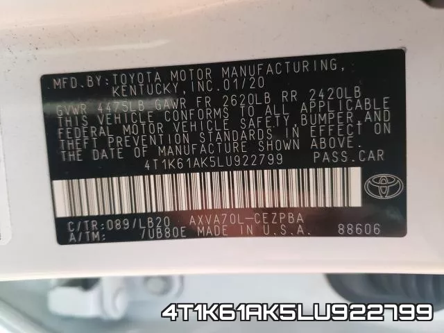 4T1K61AK5LU922799 фото 2