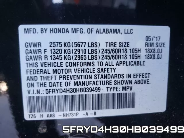 5FRYD4H30HB039499 фото 2