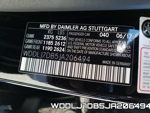 WDDLJ7DB5JA206494 фото 2