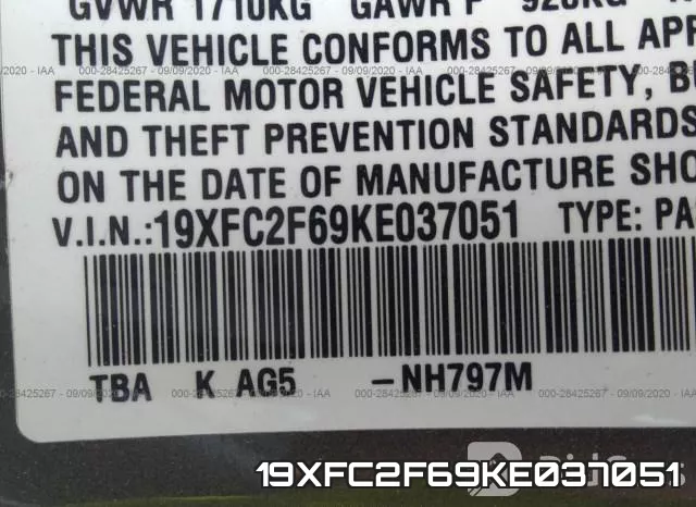 19XFC2F69KE037051 фото 10