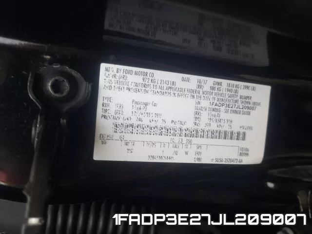 1FADP3E27JL209007 фото 2
