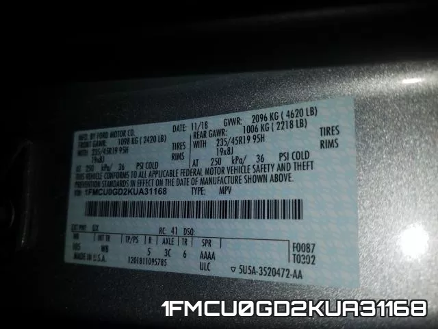 1FMCU0GD2KUA31168 фото 2
