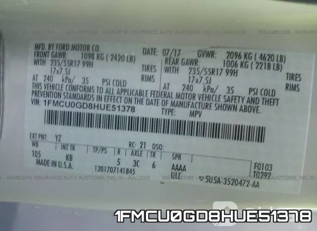 1FMCU0GD8HUE51378 фото 10