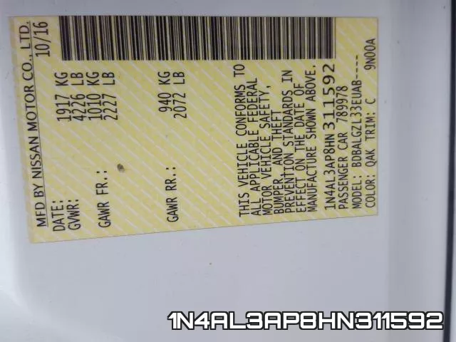 1N4AL3AP8HN311592 фото 2
