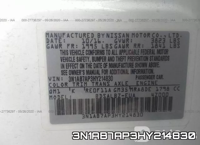 3N1AB7AP3HY214830 фото 10