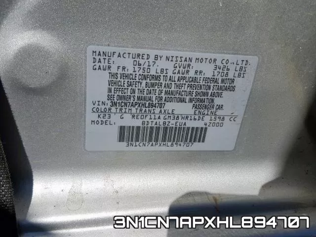 3N1CN7APXHL894707 фото 2