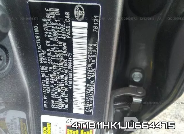 4T1B11HK1JU664475 фото 10