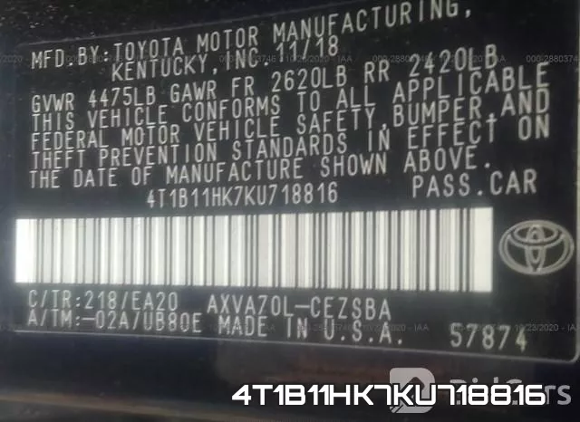 4T1B11HK7KU718816 фото 10