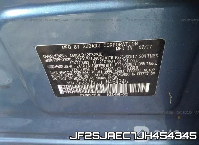 JF2SJAEC7JH454345 фото 10