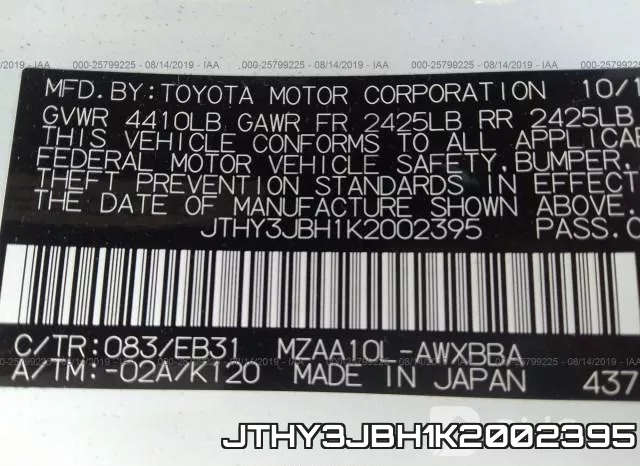 JTHY3JBH1K2002395 фото 10