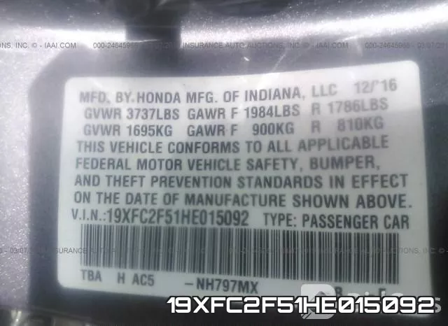 19XFC2F51HE015092 фото 10