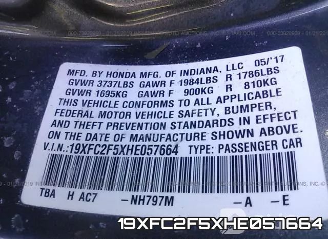 19XFC2F5XHE057664 фото 9