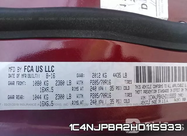 1C4NJPBA2HD115933 фото 10