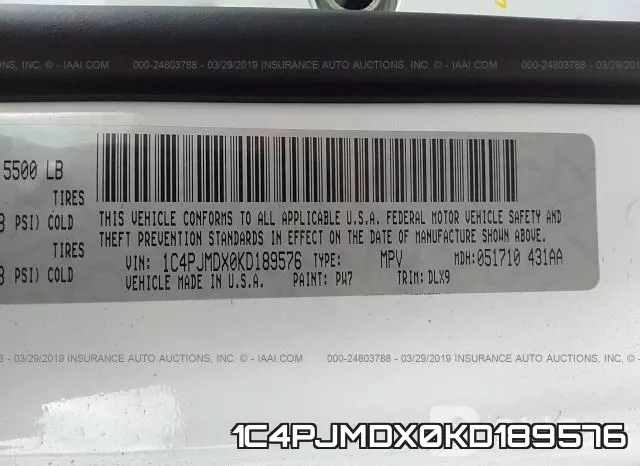 1C4PJMDX0KD189576 фото 10