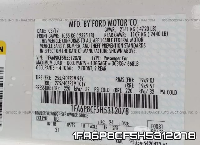 1FA6P8CF5H5312078 фото 10