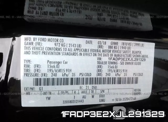 1FADP3E2XJL291329 фото 10