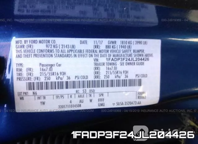 1FADP3F24JL204426 фото 10