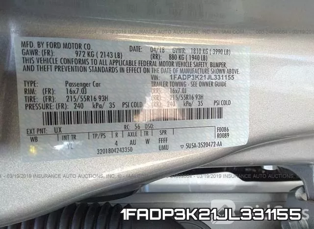 1FADP3K21JL331155 фото 10