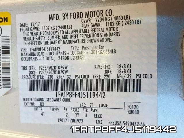 1FATP8FF4J5119442 фото 2