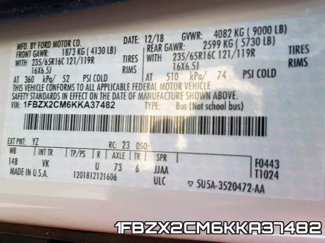 1FBZX2CM6KKA37482 фото 2